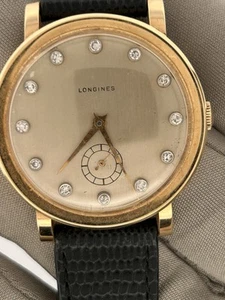 Longines 14k solid Gold watch with Diamond Dial manual wind - Picture 1 of 10
