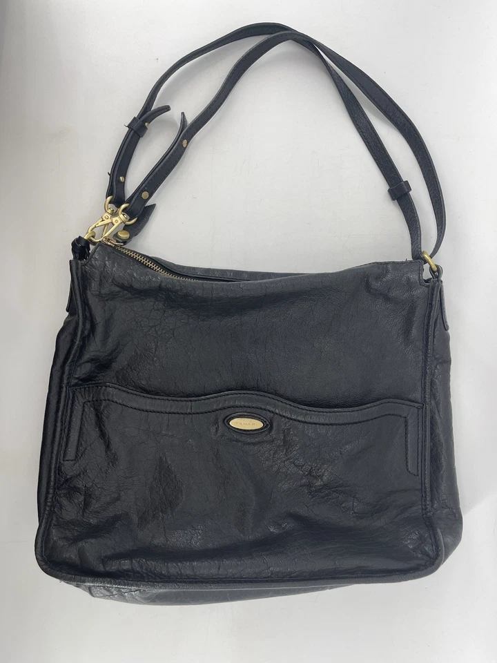 Tahari большой кожаный чехол сумка с короткими ручками съемный ремень сумочки ручная сумка черное золото - Изображение 1 из 4