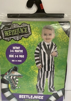 Beetlejuice Infant 3-6 Months Halloween Costume Jumpsuit 1 PC BNIB - Image 1 of 4