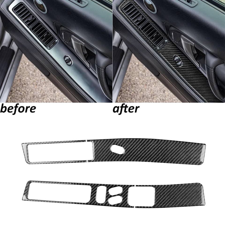 Interruptor de elevación de ventana interior de fibra de carbono real moldura de panel para Acura NSX 1990-2005 Foto 1 de 4