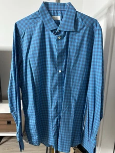 Eton Contemporary Men Blue Button Up Dress Shirt 18,5 47 - Picture 1 of 12