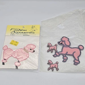 Lote de parches apliques vintage de caniches rosas - Imagen 1 de 4