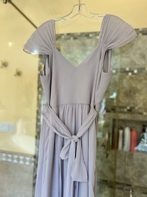 Ceremony by Joanna August Lolo Ruffle Trim Wrap Chiffon Dress Sz M Silver Bells - Image 1 of 4