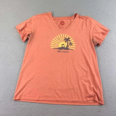 Camisa Life Is Good Para Hombres XL Naranja Mangas Cortas Calce Clásico Pullover Genial Camiseta * Foto 1 de 4