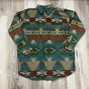 Vintage Woolrich Mens Long Sleeve Button Up Shirt XL Aztec Western Cotton - Picture 1 of 9
