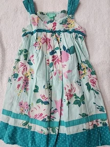Monsoon Girls Teal Floral Dress Size 18-24 Months Preowned - Picture 1 of 7