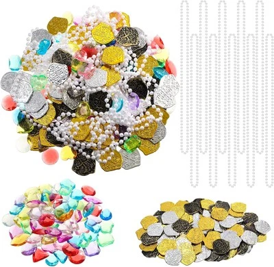Crowye 180 Piezas Tesoro Pirata Oro Monedas Falsas Juguete Gemas ANG Joyas Multicolor Foto 1 de 4