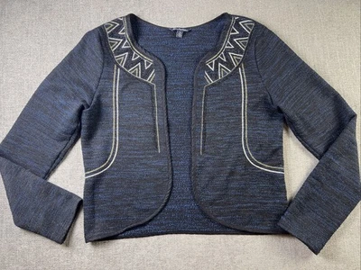 Cárdigan para mujer American Eagle grande jaspeado frente abierto cuentas azul negro Foto 1 de 4