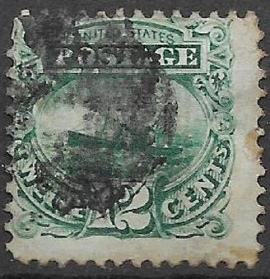 USA 1869 12c green S.S. Adriatic Scott #117 nice used stamp see scans - Image 1 of 2