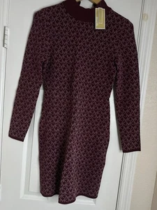 Michael Kors Logo Jacquard Dress New With Tags chocolate Size S - Picture 1 of 8