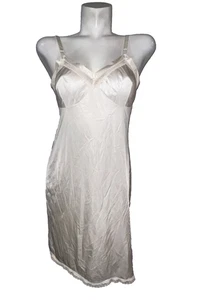Lorraine Vintage Full Slip Antique Ivory Lace Antron III Nylon Dessous USA Tall 36 - Bild 1 von 8