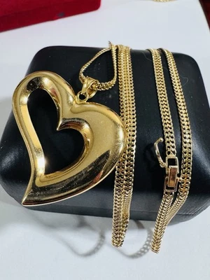 Colar conjunto de amor coração ouro genuíno fino 18C 18K 750 21,7”/22” comprimento 10,64 g 3 mm - Imagem 1 de 4