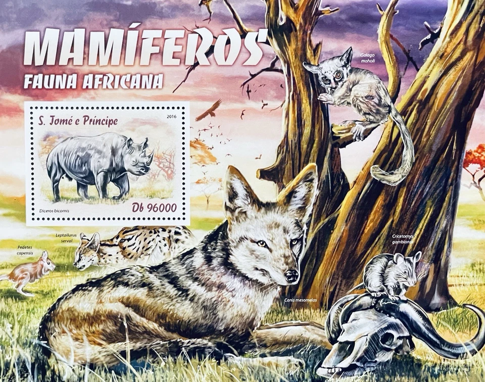 S. TOME E PRINCIPE MAMMALS STAMPS 2016 MNH WILDLIFE ANIMALS FAUNA BLACK RHINO - Image 1 of 1