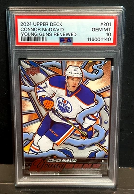 Connor McDavid 2024-25 Upper Deck Young Guns renovado #201 engrasadores PSA 10 GEM MT Foto 1 de 2