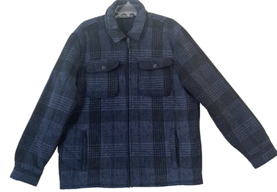 Free Country Jacket Men Sz Large BlueBlack Soft Fleece FullZip Flap-Snap Pockets - Image 1 of 4