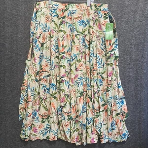Lands End Rock XL 18 Blumen Midi Boho Tropical Hawaii Gürtel Stufen Urlaub - Bild 1 von 10