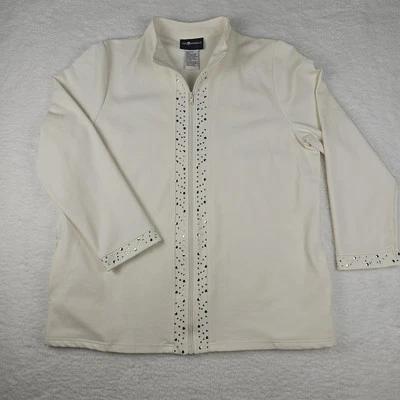 Chaqueta Sag Harbor Mujer Talla XL Crema Cremallera Completa Adornada Bolsillo City Chic Foto 1 de 4