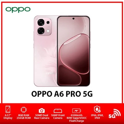 OPPO A6 Pro 5G Unlocked Dual SIM Global Android Mobile Phone AU – Pink/8GB+256GB - image 1 of 4