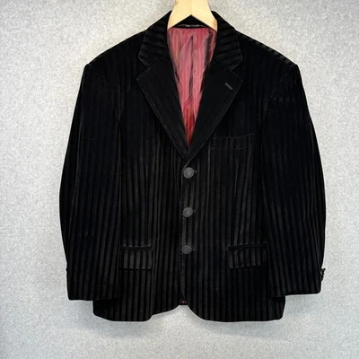Rizzoli Blazer Jacket Size 42 R Black Striped Rayon Blend Hand Tailored Italy - Изображение 1 из 4