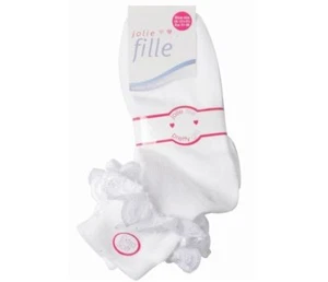 3 pares de calcetines con volantes escolares al tobillo de encaje blanco para niñas - Imagen 1 de 1