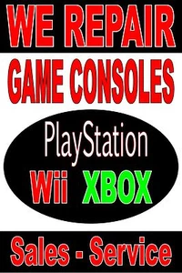 We Repair Game Consoles Wii PlayStation Xbox advertising poster sign 24x36 - Picture 1 of 3