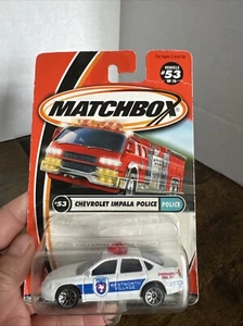 MATCHBOX #53 Chevrolet Impala Police Car Swat Collection New Mattel Wheels 2000 - Picture 1 of 6