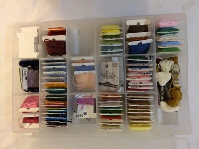 Embroidery / Cross Stitch Thread Floss Box With DMC Asstd Colors On Bobbins - Image 1 of 4