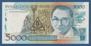 BRASIL / BRAZIL -- 5 CRUZADOS NOVOS ON 5000 CRUZADOS ND (1989) - UNC- PICK 217a - Picture 1 of 2