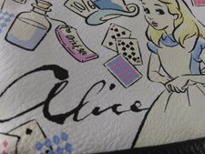 Disney Alice In Wonderland Faux Leather Wristlet Double Zip Coin Purse