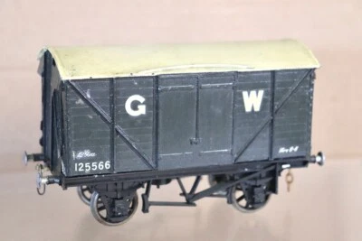 Kit Construit 0 Échelle Métal Blanc GW GWR Gris Marchandises Van Wagon 1255 Nv - Photo 1/4