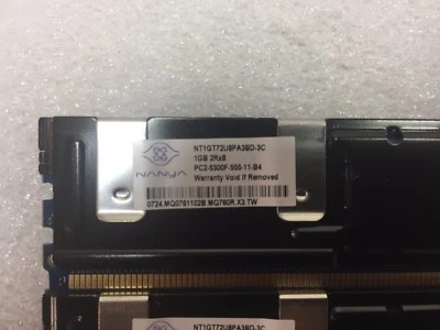 2 x Nanya 1GB DDR2 server memory NTGT72U8PA3BD-3C 398706-051 PC2-5300F-555-11-B4 - Image 1 of 2