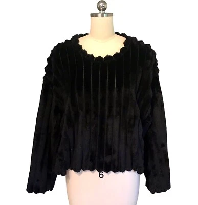 Suéter Zara Negro Imitación Piel Tejido Acanalado Pullover Grande Cuadrado Para Mujer Talla L” Foto 1 de 4