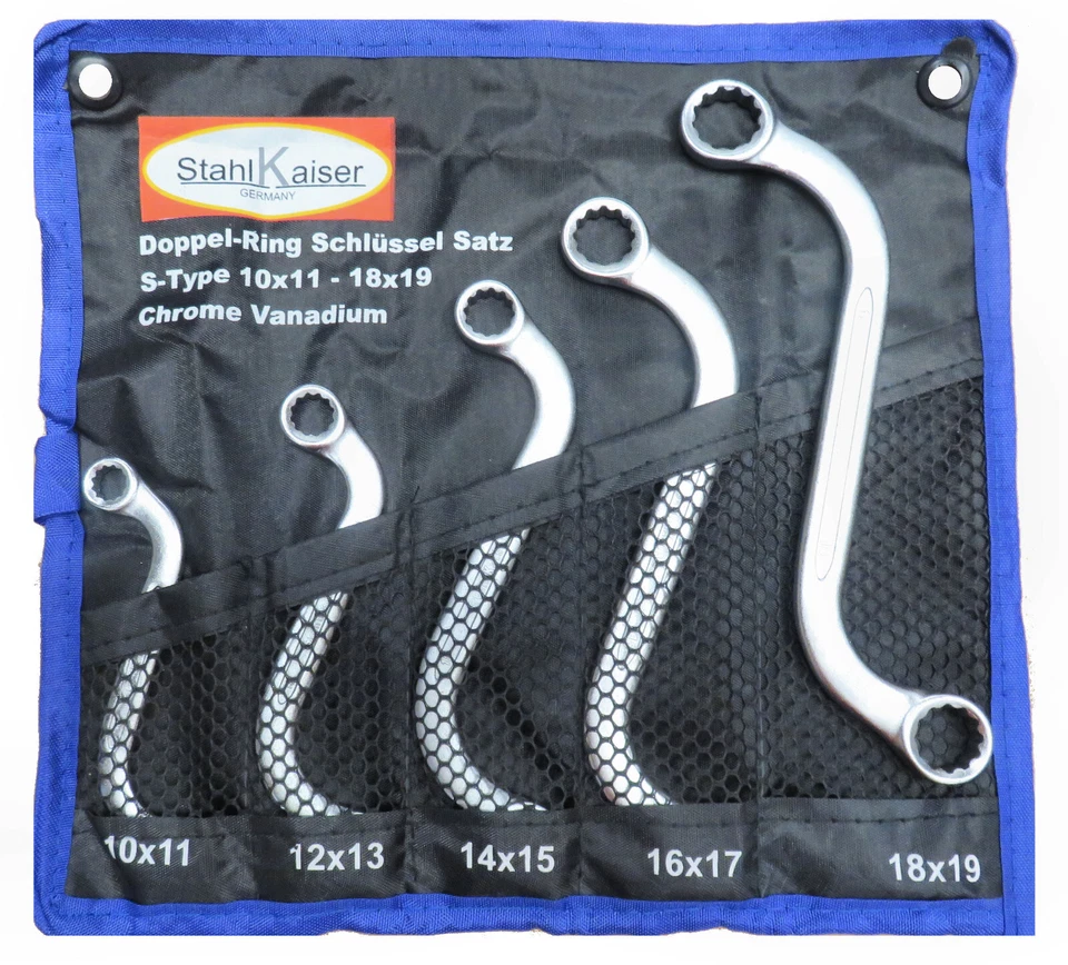 Doppel Ringschlüssel Satz gebogen Vielzahn Schlüssel Kfz Schraubenschlüssel Set - Bild 1 von 1