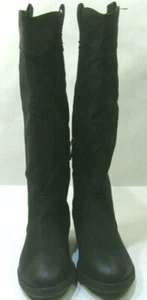 Black Dollhouse 1" Heel Round Toe Cowboy Knee High Boots Women Size 5.5  - Picture 1 of 4