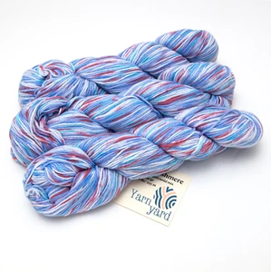 Cashmere Yarn Periwinkle Purple Red Mix Lot of 3 Skeins Hand Dyed Crochet Knit - Picture 1 of 16