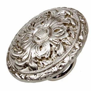 GlideRite 2" Dia Ornate Old World Oval Cabinet Knob Satin Nickel - 5710-SN-1 - Picture 1 of 6