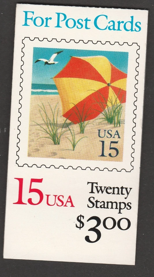US 2443a BK170 Beach Umbrella 15c booklet 20 MNH 1990 - Image 1 of 1