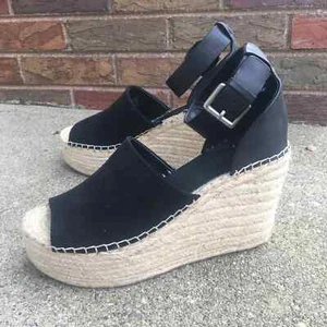 New Marc Fisher Adalyn Black suede espadrille wedge platform shoe size 10 - Picture 1 of 7