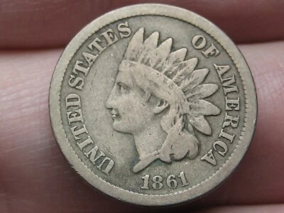 1861 Copper Nickel Indian Head Cent Penny- VG/Fine Details - Image 1 of 3