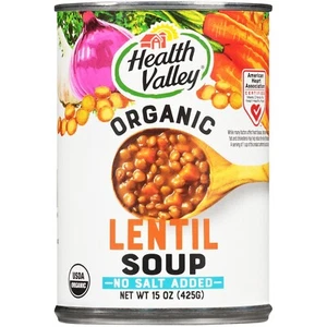 Health Valley Organic Soup No Salt Added Lentil 15 Oz (Pack of 12) - Picture 1 of 4