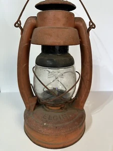 Vintage Red Elgin Oil Lantern Star Bottom Original No. 10 Glass Globe Wick USA - Picture 1 of 6