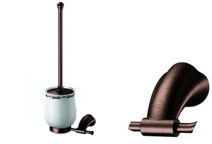 Design Antik Kupfer WC Bürste becher mit Halter Bürstenhalter Keramik Messing - Bild 1 von 3