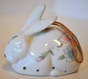 Porcelain Potpourri Holder Easter Bunny Rabbit Floral - Picture 1 of 7