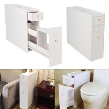 Bathroom Storage Cupboard Thin Cabinet Unit White Slimline Storage Organiser