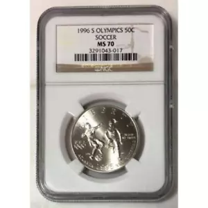 1996 S Olympics 50c Soccer NGC MS70  ***Rev. Tye's***  #301789 - Picture 1 of 4