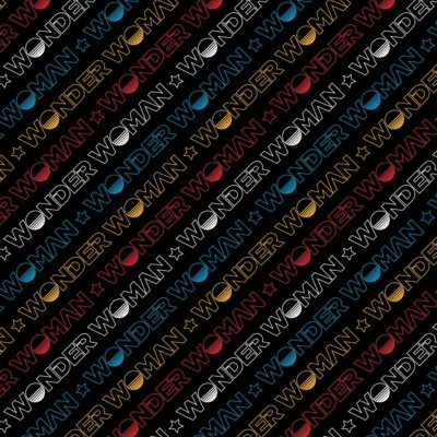 神奇女侠 - WW 80 年代标志黑色棉织物按码出售 — 第 1/2 张图片