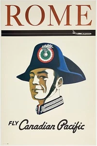 Original Vintage Poster ROME FLY CANADIAN PACIFIC Airline Travel Tourism OL - Picture 1 of 5