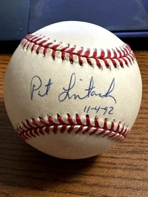 PAT LISTACH 2 SIGNED AUTOGRAPHED OAL BASEBALL!  Brewers, Astros!  1992 ROY! - Image 1 of 2
