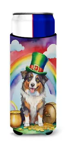 Australian Shepherd St Patrick's Day Can Hugger for Slim Cans DAC5479MUK - Picture 1 of 5