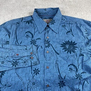 Territory Ahead Shirt Mens Large Blue Geometric Floral Print AOP Button Up - Picture 1 of 12